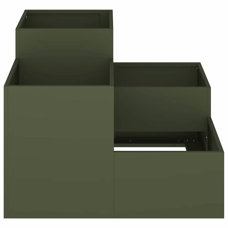 vidaXL Kerti cserép Oliva zöld 100 x 100 x 60 cm Acél