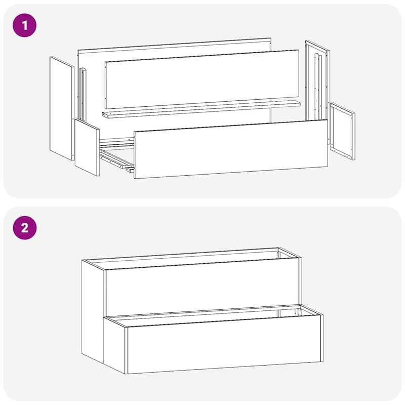 vidaXL Kerti cserép Fekete 100 x 60 x 45 cm Acél