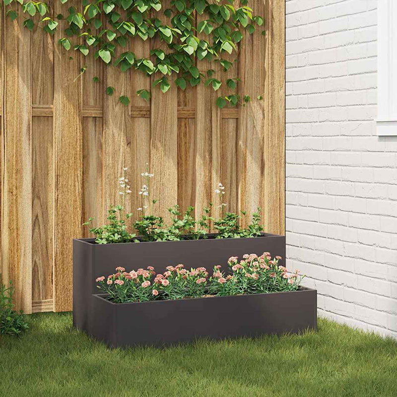vidaXL Kerti cserép Fekete 100 x 60 x 45 cm Acél