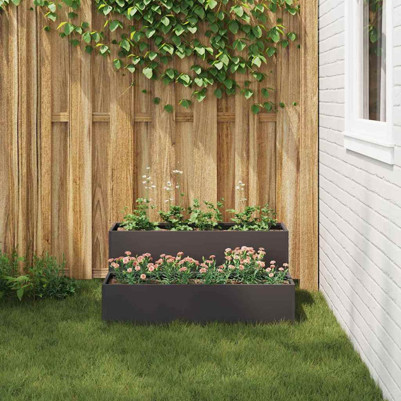 vidaXL Kerti cserép Fekete 100 x 60 x 45 cm Acél