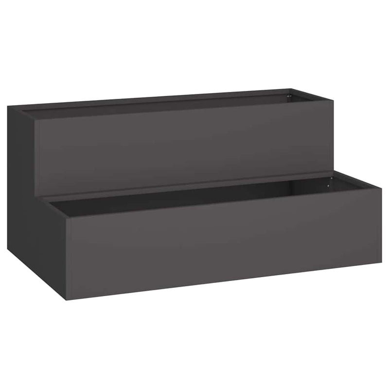 vidaXL Kerti cserép Fekete 100 x 60 x 45 cm Acél