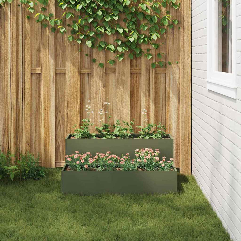 vidaXL Kerti cserép Oliva zöld 100 x 60 x 45 cm Acél