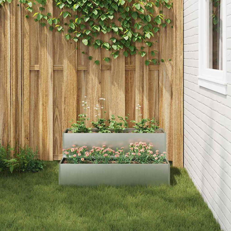 vidaXL Kerti cserép Ezüst 100 x 60 x 45 cm Horganyzott acél