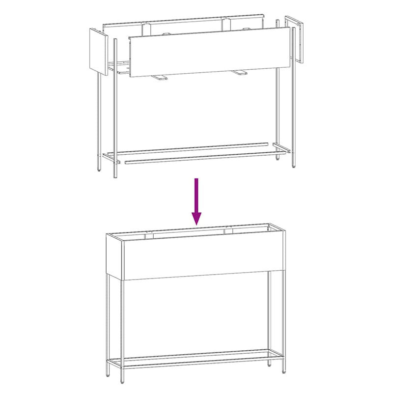 vidaXL Magas Kerti Cserép Fekete 100 x 26 x 82 cm Acél