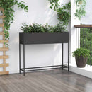 vidaXL Magas Kerti Cserép Fekete 100 x 26 x 82 cm Acél