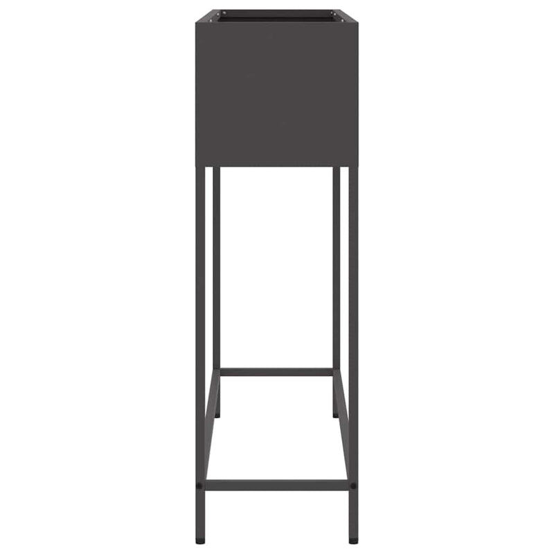 vidaXL Magas Kerti Cserép Fekete 100 x 26 x 82 cm Acél