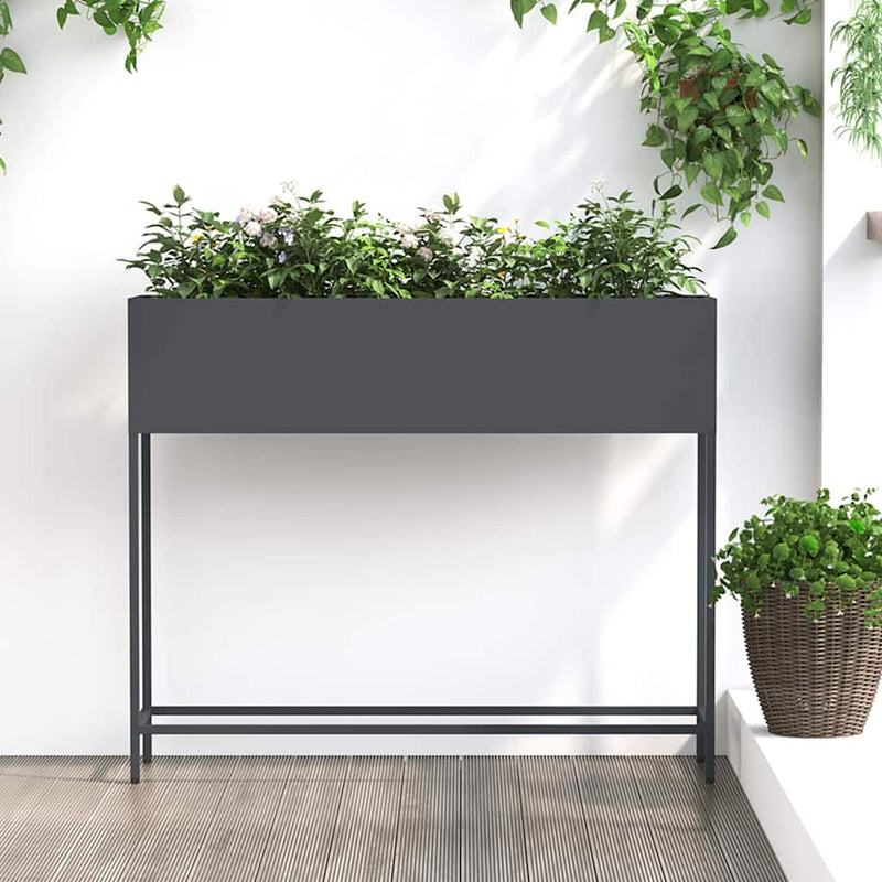 vidaXL Magas Kerti Cserép Antracit 100 x 26 x 82 cm Acél