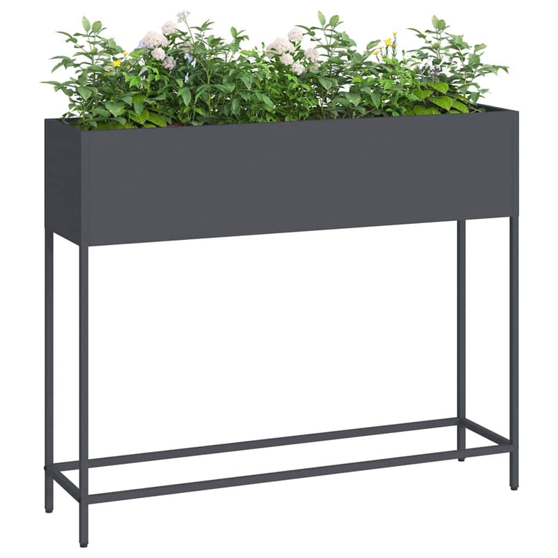 vidaXL Magas Kerti Cserép Antracit 100 x 26 x 82 cm Acél