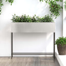 vidaXL Magas Kerti Cserép Ezüst 100 x 26 x 82 cm Rozsdamentes acél