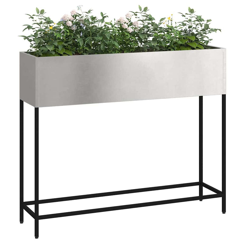 vidaXL Magas Kerti Cserép Ezüst 100 x 26 x 82 cm Rozsdamentes acél