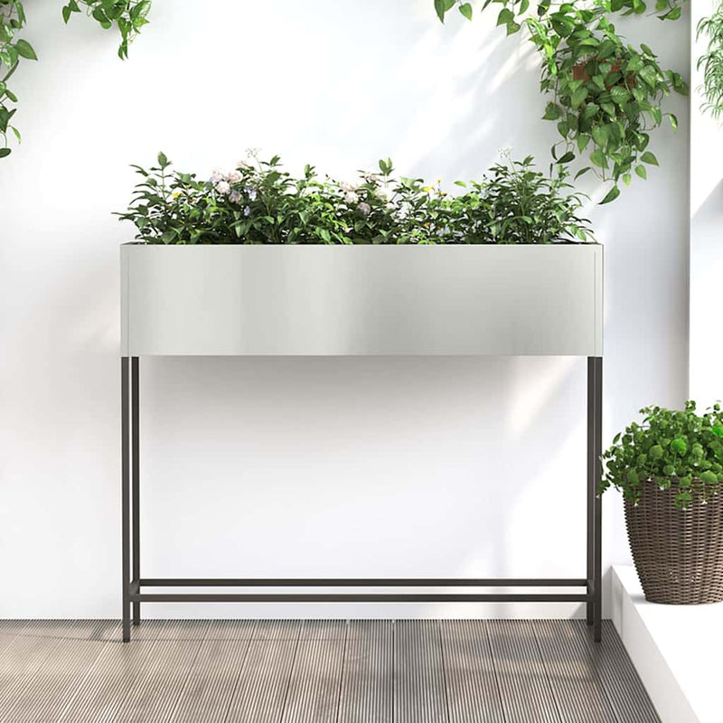 vidaXL Magas Kerti Cserép Ezüst 100 x 26 x 82 cm Horganyzott acél