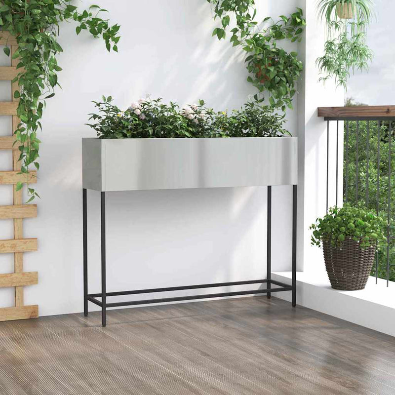 vidaXL Magas Kerti Cserép Ezüst 100 x 26 x 82 cm Horganyzott acél