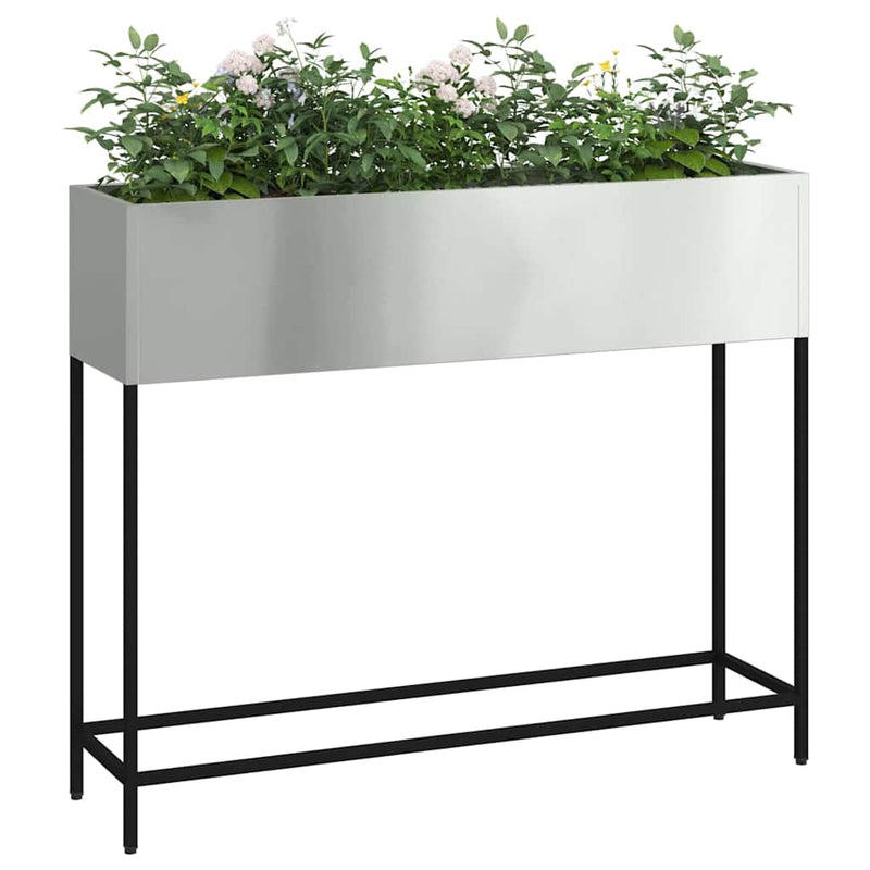vidaXL Magas Kerti Cserép Ezüst 100 x 26 x 82 cm Horganyzott acél