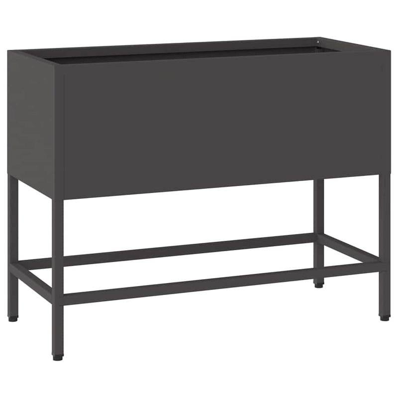 vidaXL Magas Kerti Cserép Fekete 60 x 26 x 45 cm Acél