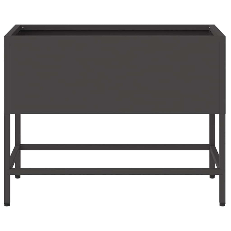 vidaXL Magas Kerti Cserép Fekete 60 x 26 x 45 cm Acél