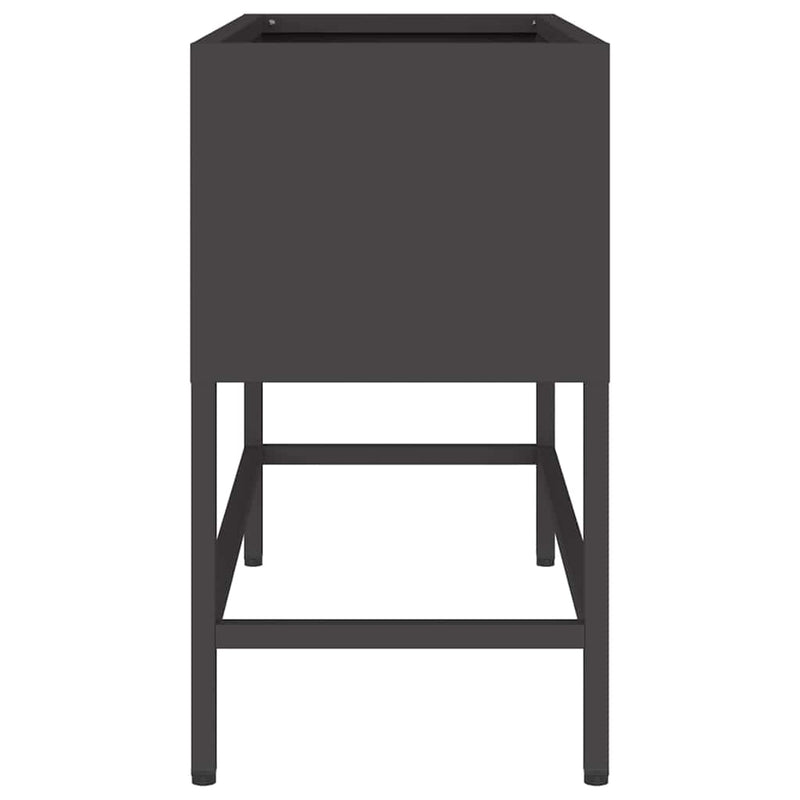 vidaXL Magas Kerti Cserép Fekete 60 x 26 x 45 cm Acél