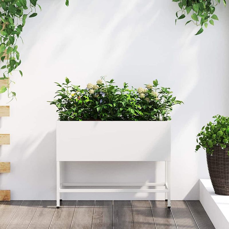 vidaXL Magas Kerti Cserép Fehér 60 x 26 x 45 cm Acél