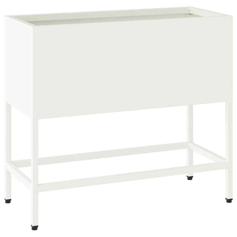 vidaXL Magas Kerti Cserép Fehér 60 x 26 x 45 cm Acél
