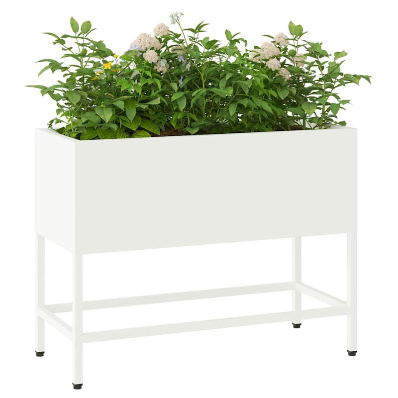 vidaXL Magas Kerti Cserép Fehér 60 x 26 x 45 cm Acél