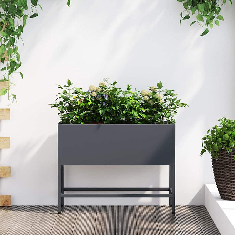 vidaXL Magas Kerti Cserép Antracit 60 x 26 x 45 cm Acél