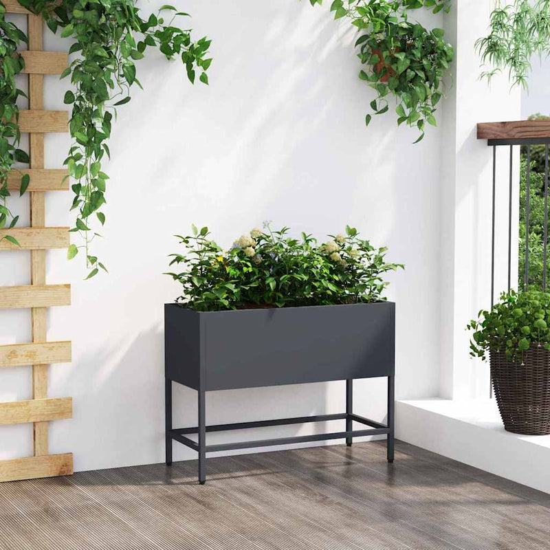 vidaXL Magas Kerti Cserép Antracit 60 x 26 x 45 cm Acél