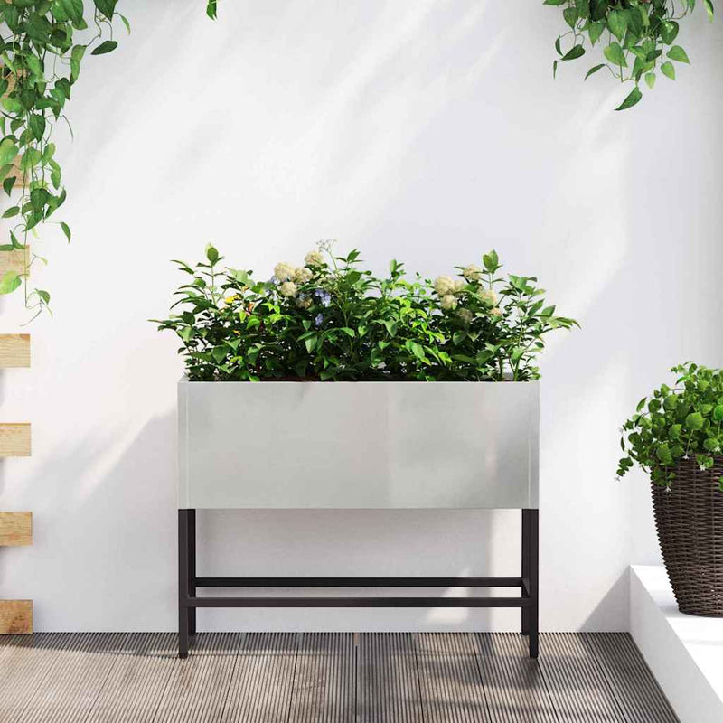 vidaXL Magas Kerti Cserép Ezüst 60 x 26 x 45 cm Rozsdamentes acél