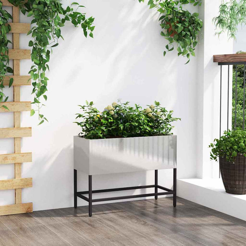 vidaXL Magas Kerti Cserép Ezüst 60 x 26 x 45 cm Rozsdamentes acél