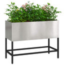 vidaXL Magas Kerti Cserép Ezüst 60 x 26 x 45 cm Rozsdamentes acél