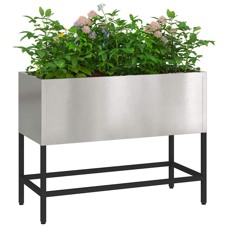 vidaXL Magas Kerti Cserép Ezüst 60 x 26 x 45 cm Rozsdamentes acél