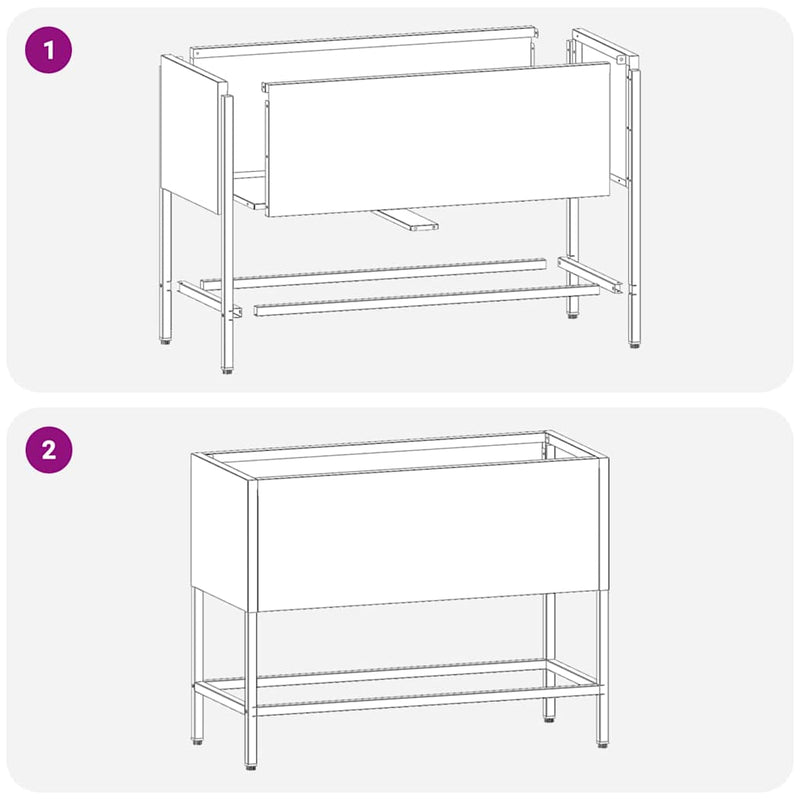 vidaXL Magas Kerti Cserép Ezüst 60 x 26 x 45 cm Horganyzott acél
