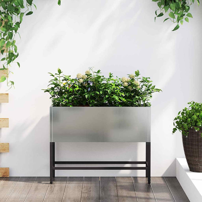vidaXL Magas Kerti Cserép Ezüst 60 x 26 x 45 cm Horganyzott acél