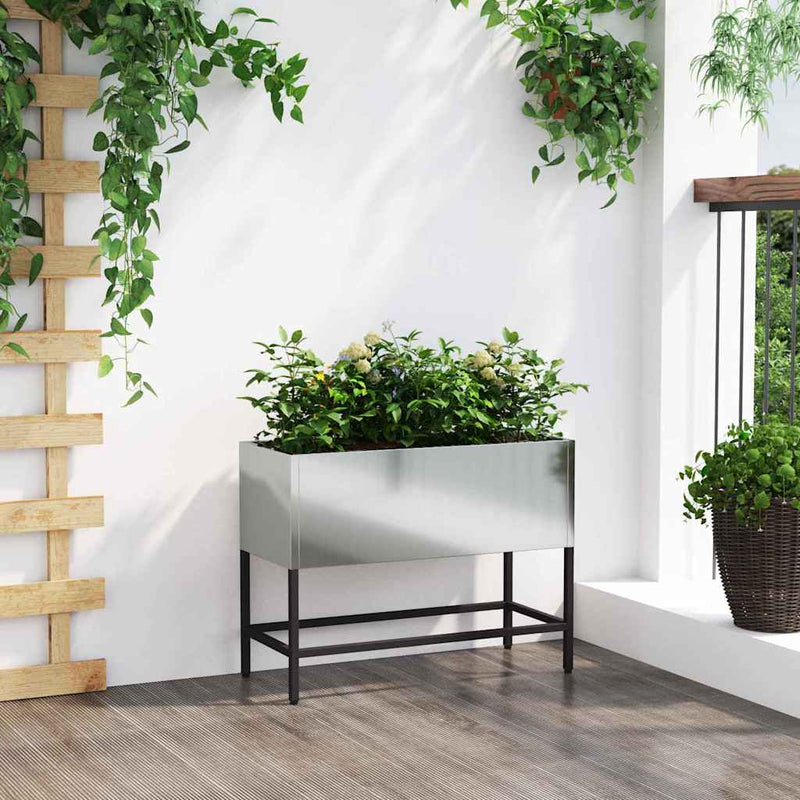 vidaXL Magas Kerti Cserép Ezüst 60 x 26 x 45 cm Horganyzott acél