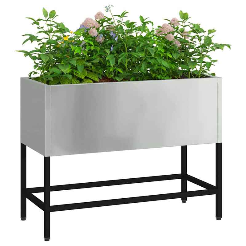vidaXL Magas Kerti Cserép Ezüst 60 x 26 x 45 cm Horganyzott acél