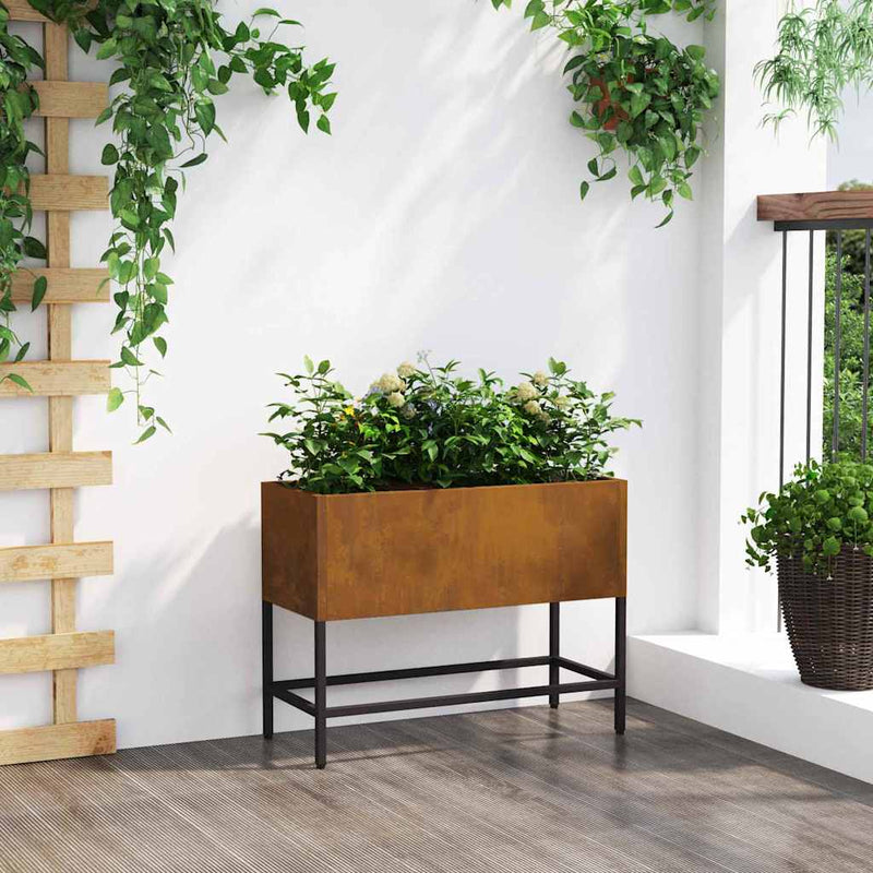 vidaXL Magas Kerti Cserép Rozsdás 60 x 26 x 45 cm Időjárásálló acél