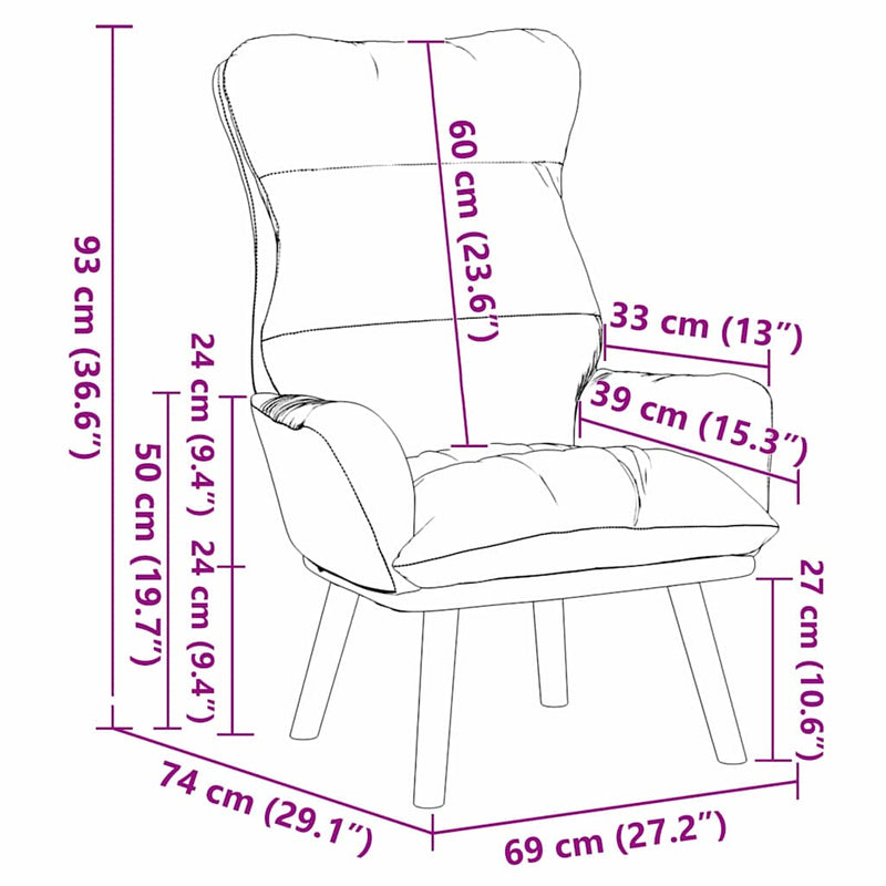 vidaXL Pihenőszék Sárga 69 x 74 x 93 cm Bársony