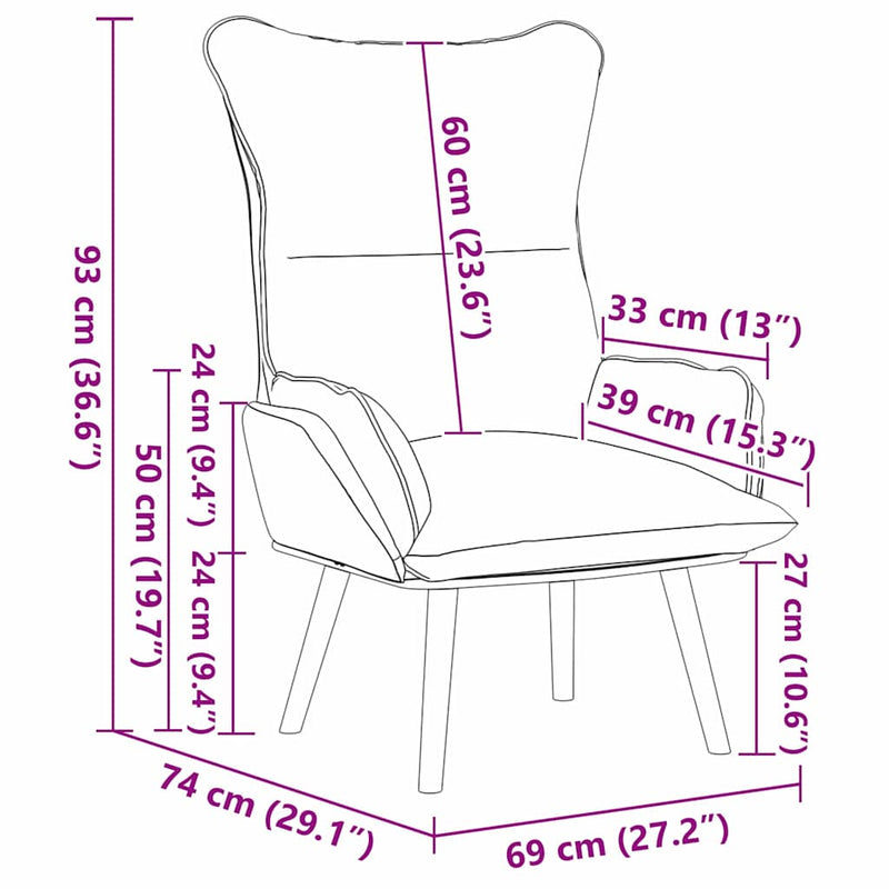 vidaXL Pihenőszék Piros 69 x 74 x 93 cm Műbőr