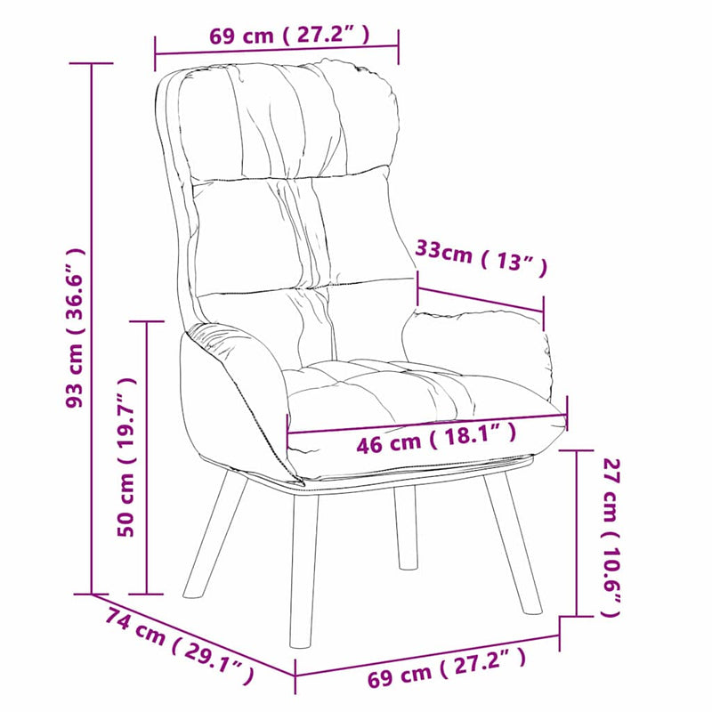 vidaXL Pihenőszék Fehér 69 x 74 x 93 cm Műbőr