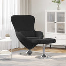 vidaXL Tojás Szék Lábtartóval Fekete 63 x 73 x 90 cm Bársony