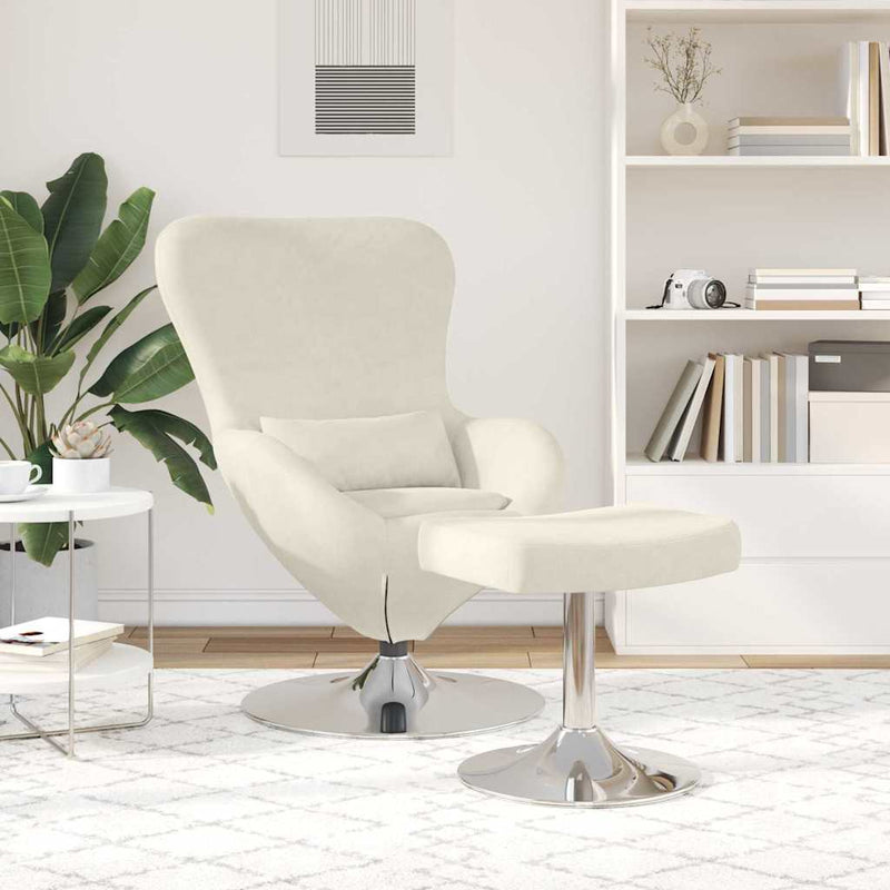 vidaXL Tojás Szék Lábtartóval Krém 63 x 73 x 90 cm Bársony