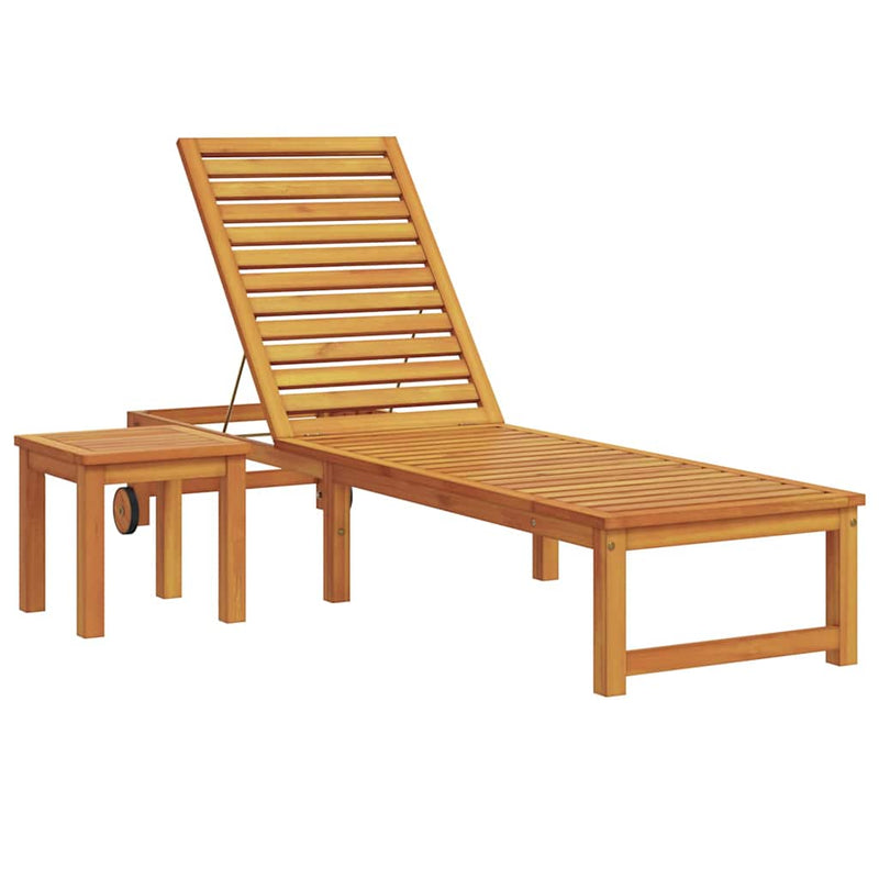 vidaXL Napozó 1-személy Barna 53 x 202 x 89cm Tömör akácfa