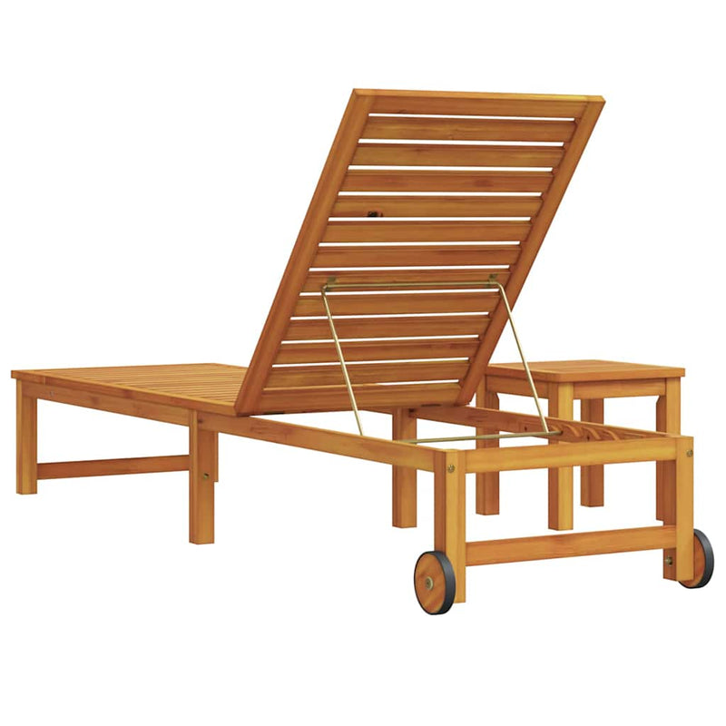 vidaXL Napozó 1-személy Barna 53 x 202 x 89cm Tömör akácfa