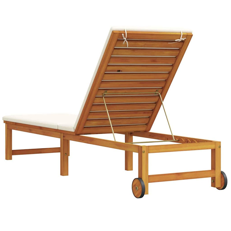 vidaXL Napozó párnával 1-személy Barna 53 x 202 x 89cm Tömör akácfa