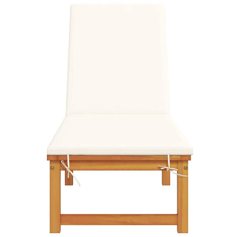 vidaXL Napozó párnával 1-személy Barna 53 x 202 x 89cm Tömör akácfa