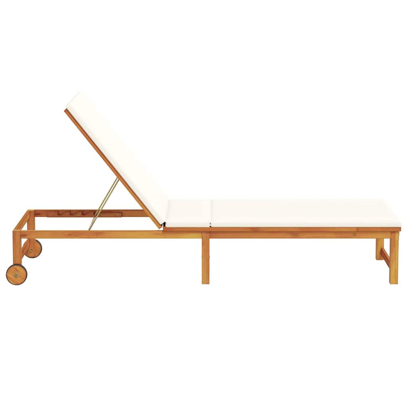 vidaXL Napozó párnával 1-személy Barna 53 x 202 x 89cm Tömör akácfa