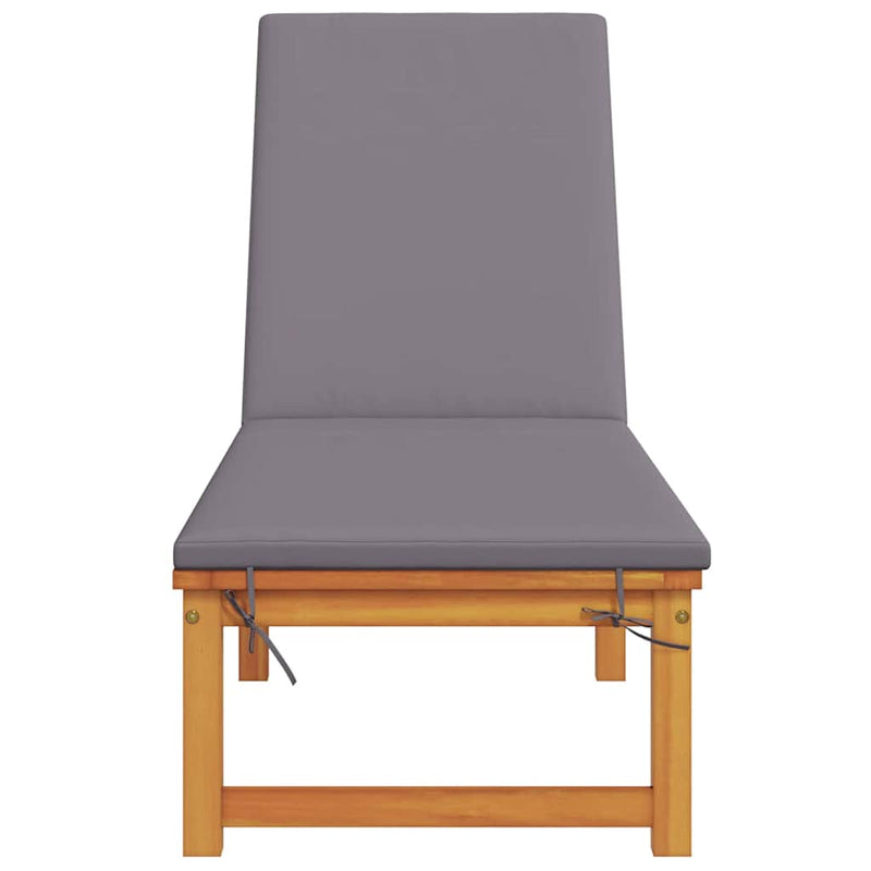 vidaXL Napozó párnával 1-személy Barna 53 x 202 x 89cm Tömör akácfa