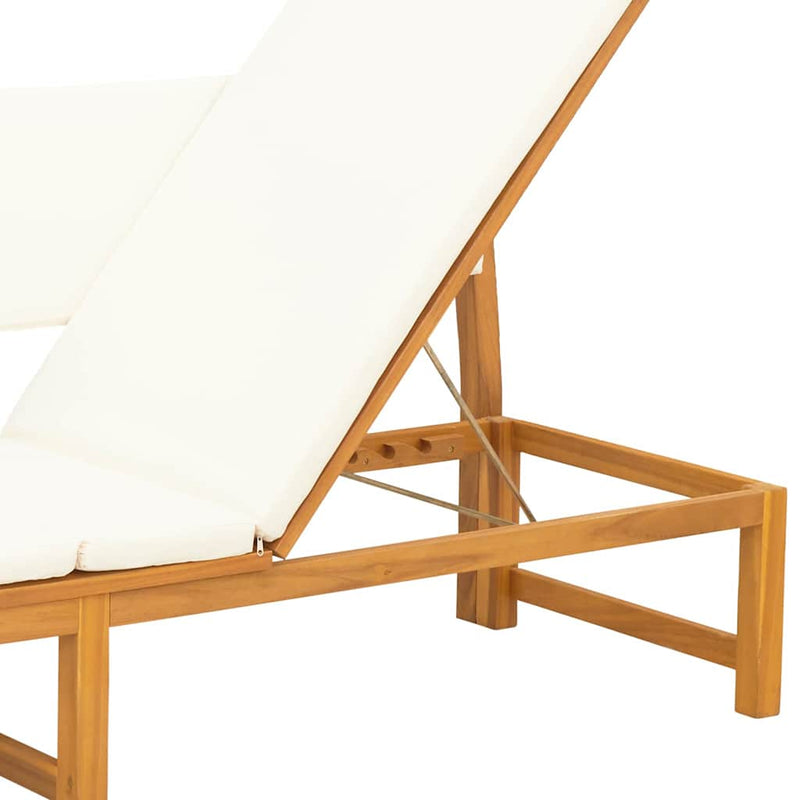 vidaXL Napozó párnával 1-személy Barna 200 x 57 x 75 cm Tömör akácfa