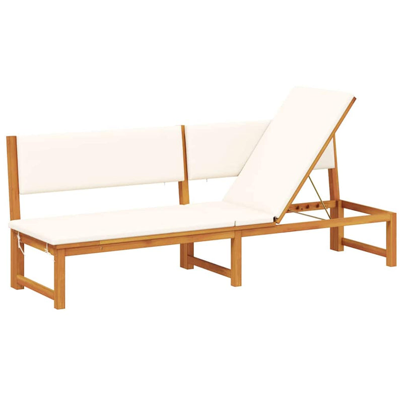 vidaXL Napozó párnával 1-személy Barna 200 x 57 x 75 cm Tömör akácfa