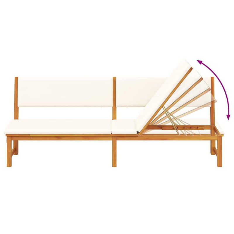 vidaXL Napozó párnával 1-személy Barna 200 x 57 x 75 cm Tömör akácfa
