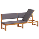 vidaXL Napozó párnával Olaj Természetes 200 x 57 x 75 cm Tömör akácfa