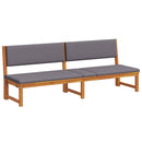 vidaXL Napozó párnával Olaj Természetes 200 x 57 x 75 cm Tömör akácfa